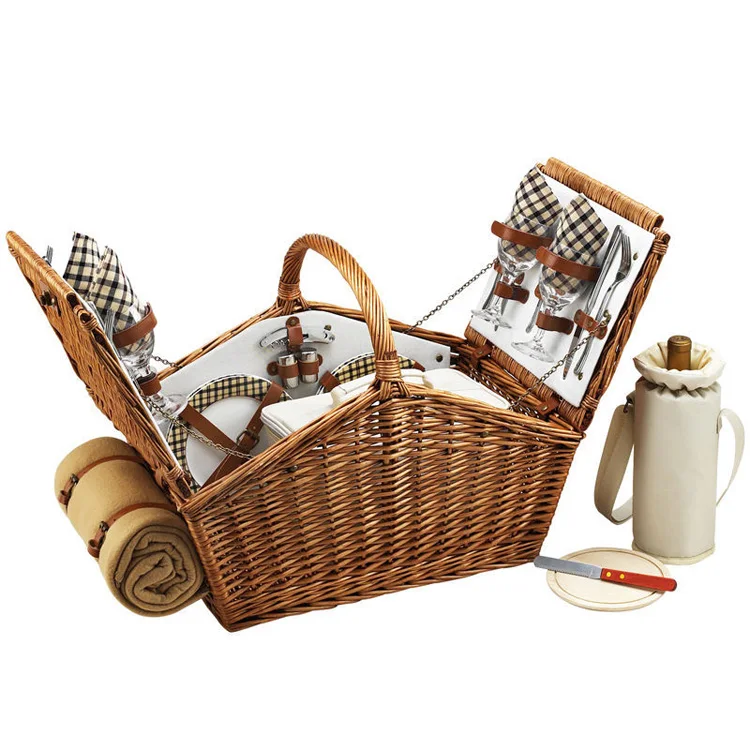Latest picnicessential highend luxury picnic cutlerystorage basketWickerpicnicbasketpicnicbasket foradultspicnic basket for kids