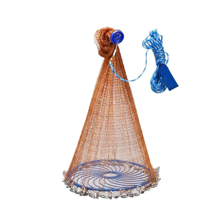 Fishing Hand Cast Net Throw Catch drawstring Throwing casting fishing net