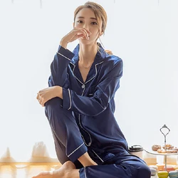 Women Silk Sleepwear High Quality Embroidery Blank Ruffle V-neck Ladies Pajamas