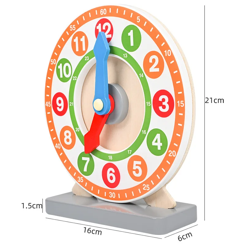 Wooden Clock Toy for Kids - Learn to Tell Time with Adjustable Hands and Number Digital  Cards