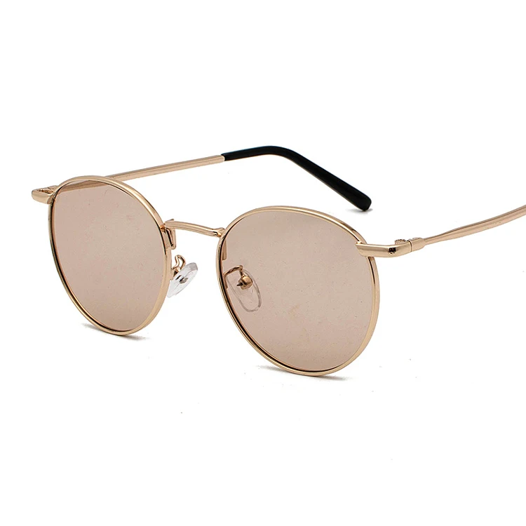 Popular European UV400 Vintage Metal Material Small Round Frame Eyewear Men Women Sunglasses
