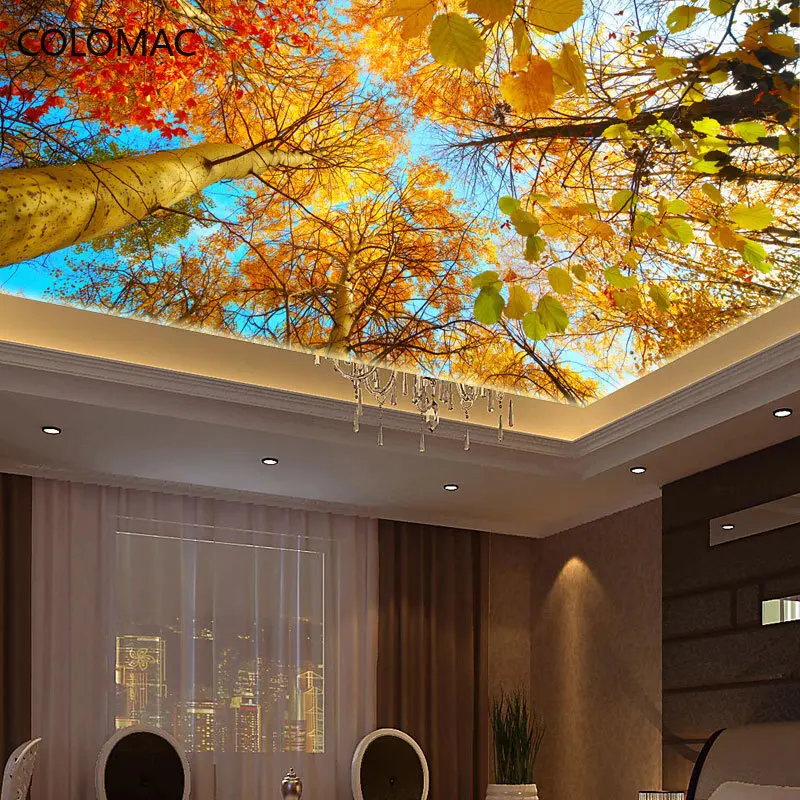 Peel And Stick Wallpaper For Ceiling Autumn Leaves Nature Landscape Living Room Bedroom Renovation Wall Mural Home Decoration