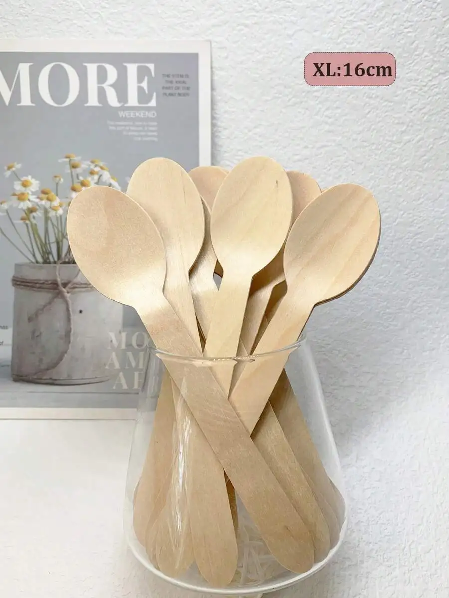 Disposable Mini Wooden Cake Spoons Desert Disposable Wooden Spoon for Jelly Ice cream