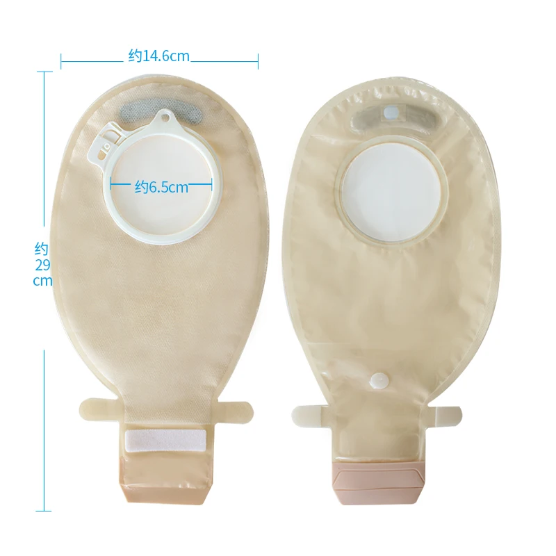 Two pieces disposable stoma colostomy bag with hydrocolloid flange