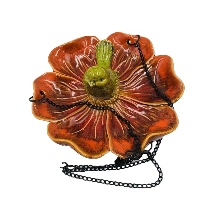 Metal Chain Hanging Wild Bird Feeder Ceramic Garden Outdoor Bird Feeder Pet Bowls & Feeders Food Storage for Birds Multicolor