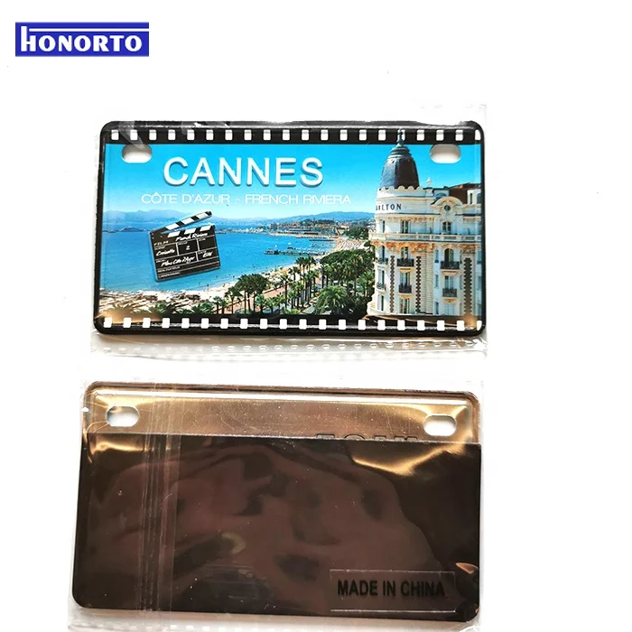 SEDEX Custom 3D Tourist Souvenir Metal License Plate France Aluminum Fridge Magnet