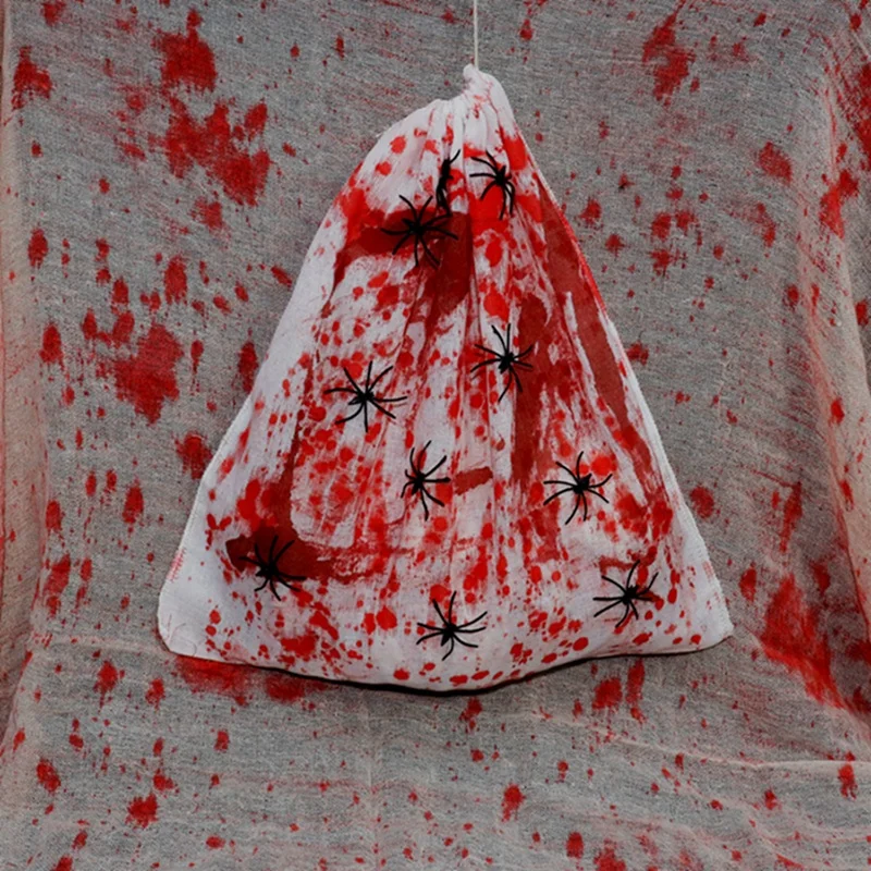 Halloween blood stained pockets horror props black spiders scary haunted house accessories scary cosplay film props