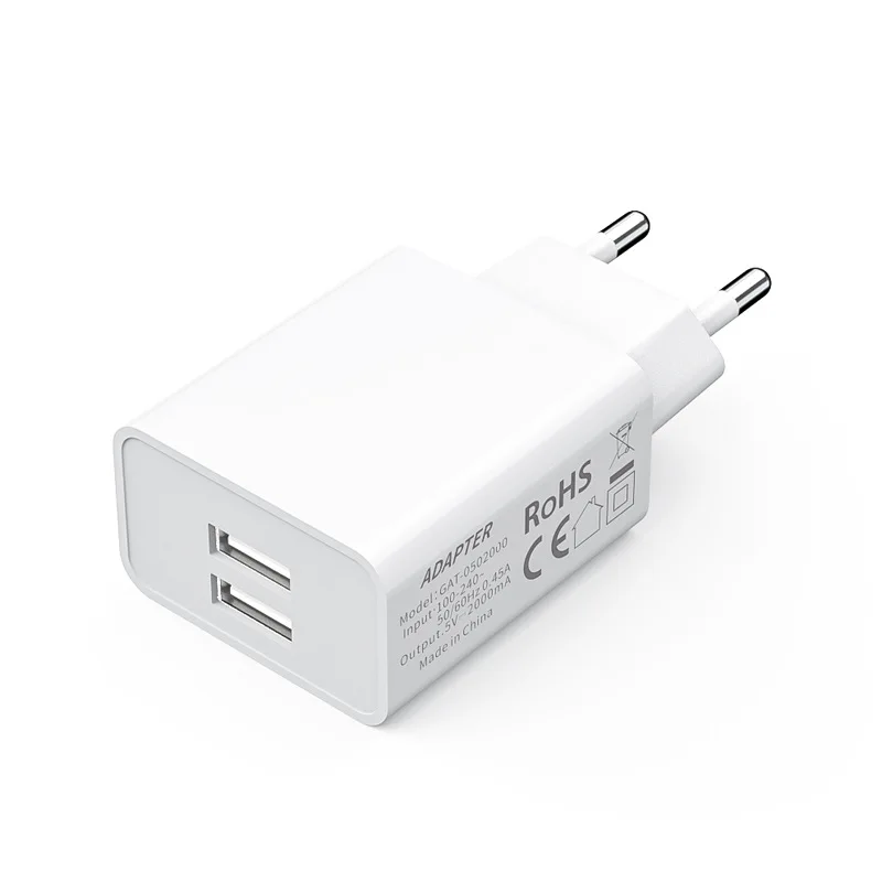 Wholesale 5V 2A 2 USB Dual Ports Travel Adapter Fast Charging USB Wall Charger