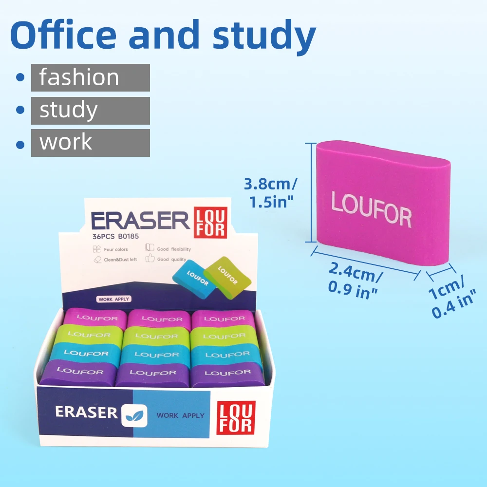 Promotional 2B Eraser Soft Eraser Student Large Size Stationery 36pcs/box eraser package