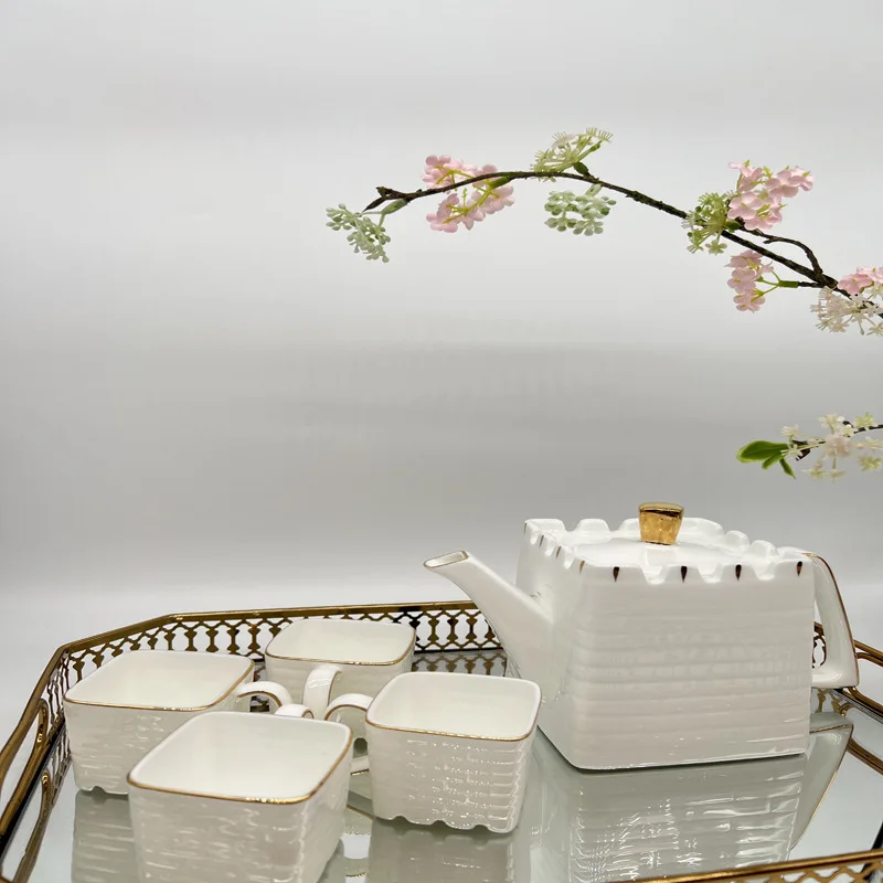 Factory Wholesale High Bone China 4-Piece Tea Set Suit Outdoor Ceramic Express Portable Travel Factory Gift Wholesale
