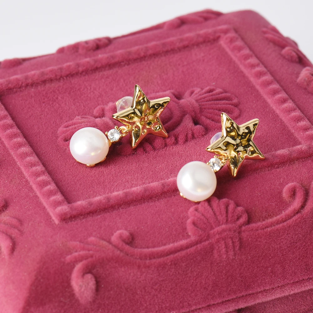 Modern unique design draft quality 14k Gold Filled pearl CZ jewel earrings for women 14k Gold Filled Pearl CZ Earring