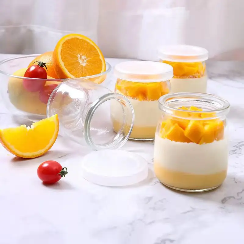 Yoghurt Jars Glass Pudding Bottles With Lid For Yogurt Milk Jam Cute Cartoon Heatresistant Class Bottle