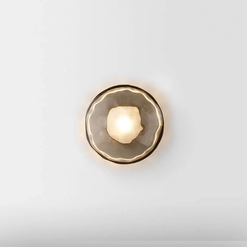 Round Wall Lights Led Lighting Honewhotel Bedside Sconces New Design Modern Iron Interior Decoration Smokey Glass European