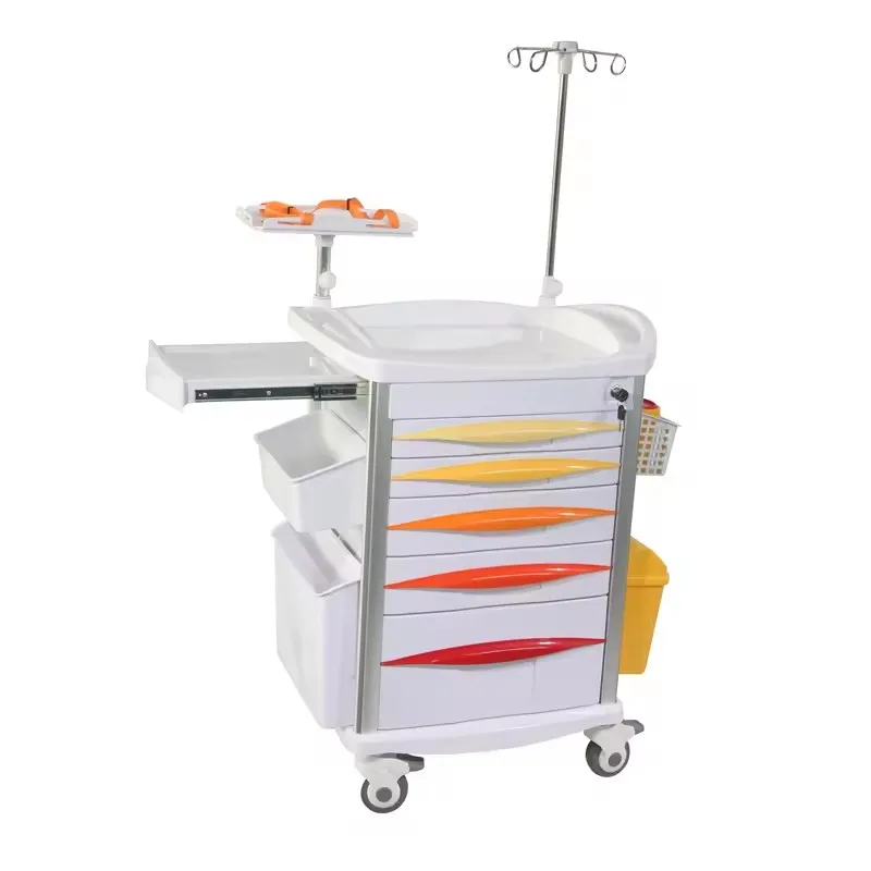 ABS material emergency trolley medical hospital patient room furniture hospital use medicine cart emergency trolley