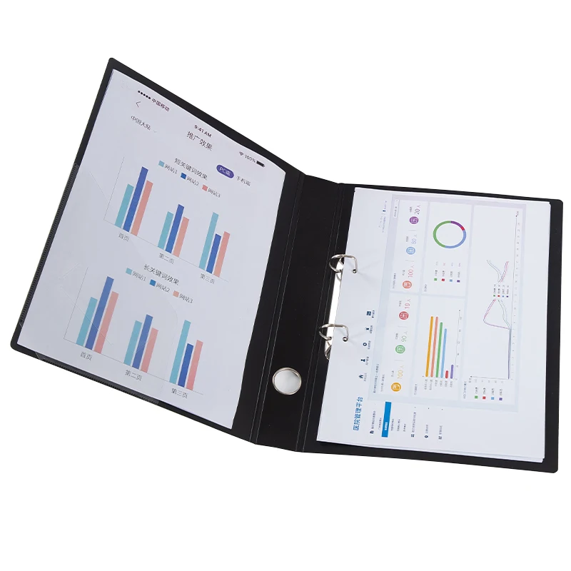 Wholesale A4 PP Cover 2 3 4 Ring Loose Leaf Custom Ring Binder Document File Folder
