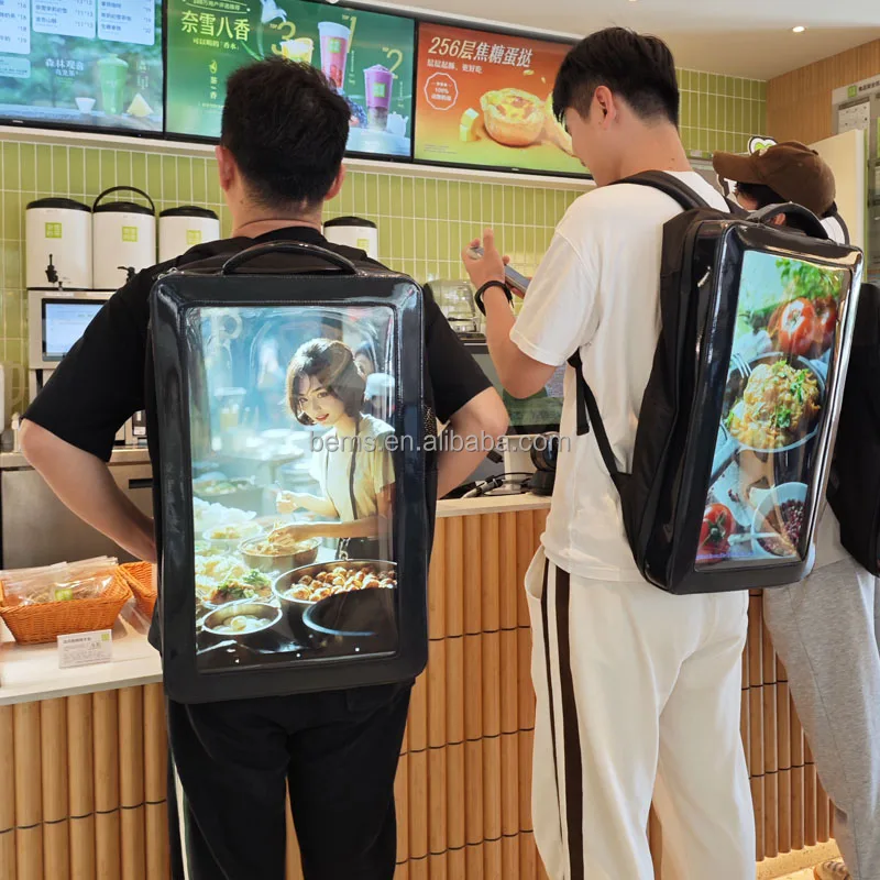 21.5 Inch Walking Backpack Screen LCD Displays Digital Signage Menu Advertising Player With Rechargeable Battery
