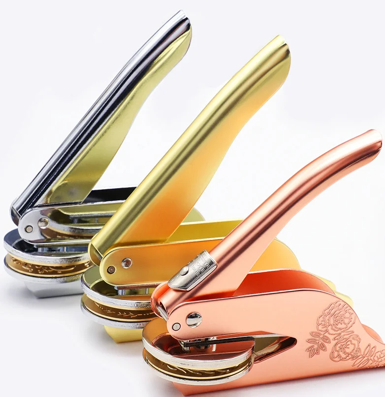 Customized Stainless Steel Seal Embosser, Hand-Held Embossing Stamp, for Books, Envelopes, Napkins