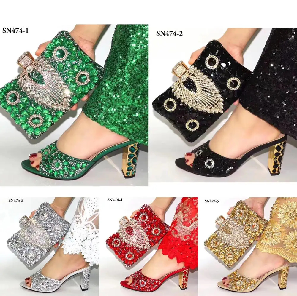 2019 Women Shoes and Bags Sets for Party Fashion High Heel 9cm Good Quality Shoes Set Design