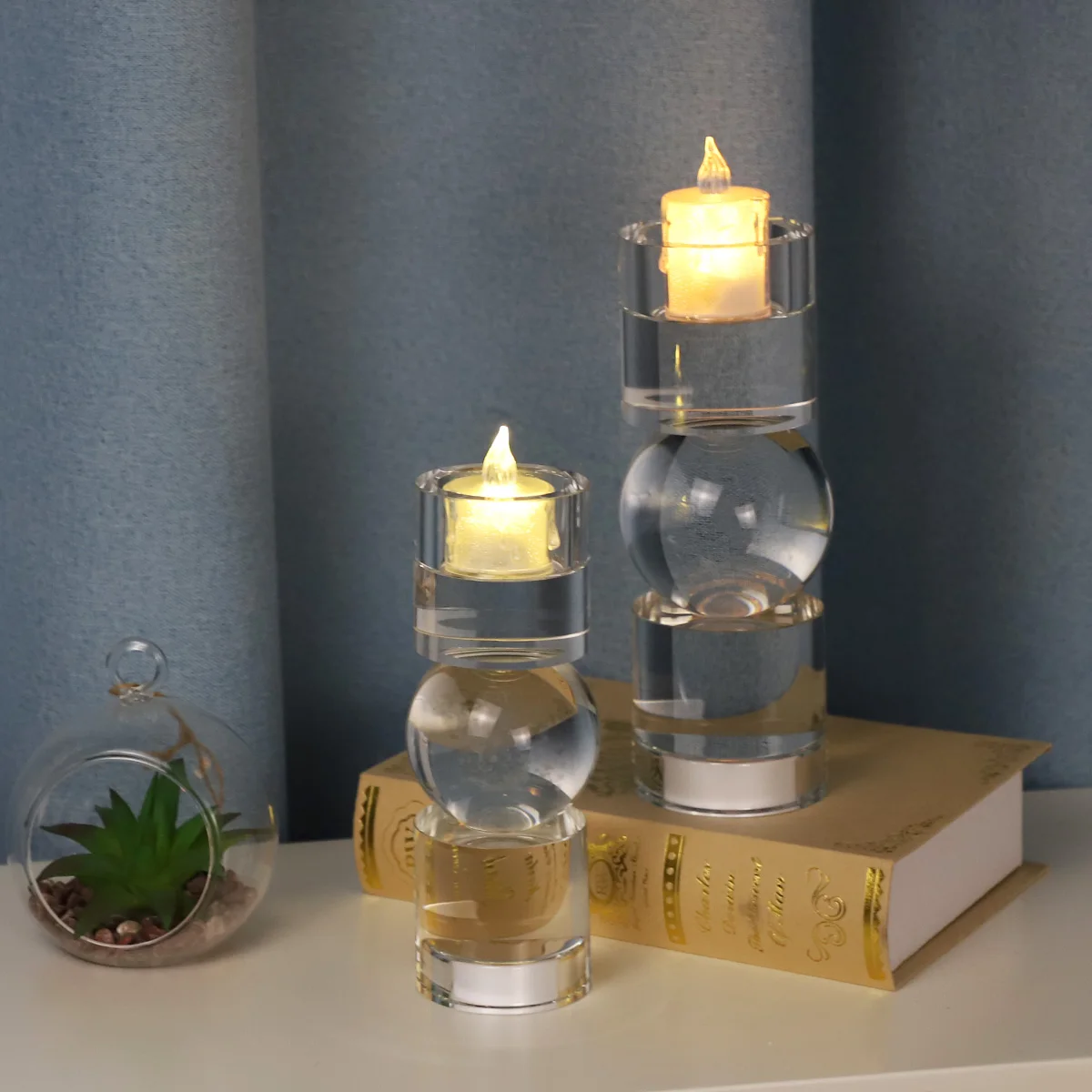 party decoration clear glass candelabra clear glass taper candle holder colored glass candlesticks