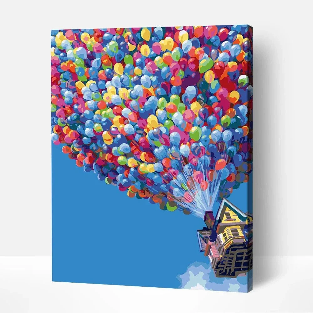 
DIY Paint by Number Kit On Canvas for Beginners, New Painters,Canvas Oil Painting Kit for Adults Sky hot air balloon 