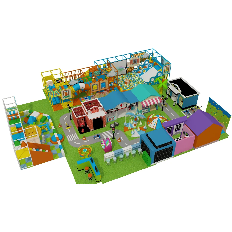 Quality 400 square Meters Little City Traffic Town Kids Role Play Children Soft Indoor Playground