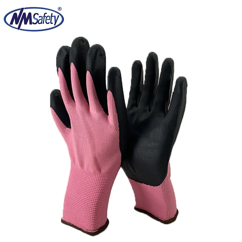 NMSAFETY 13g thin nylon liner 3/4 coated foam nitrile with dots on palm work gloves anti water and oil EN388 2016 4121X