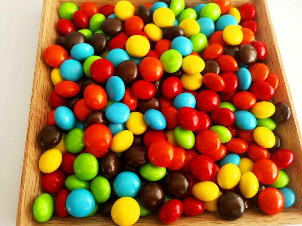 10 color blends button chocolate bean rainbow colors