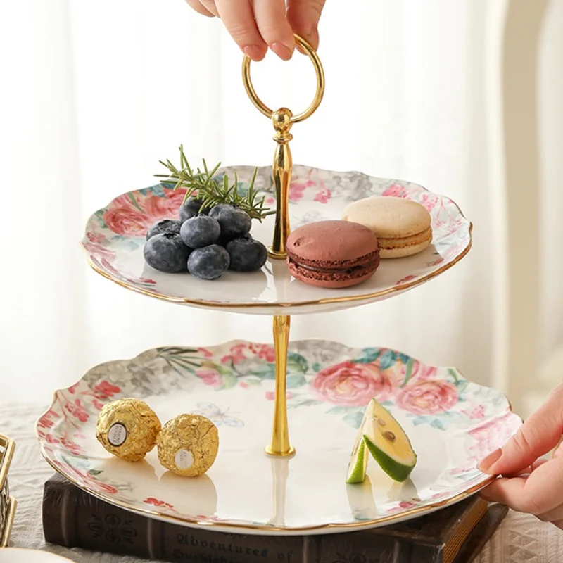 Pink Rose Garden Ceramic Coffee Cup Afternoon Teapot Dessert Cake Dinner Plate Tableware Tea Cup and Saucer Set