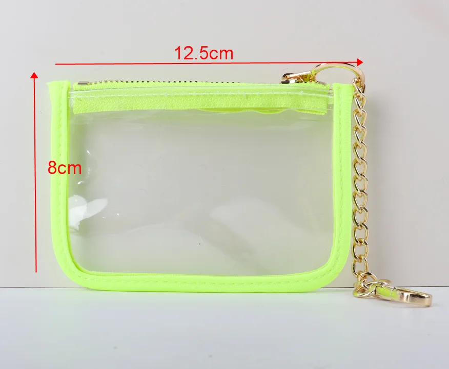 Wholesale 10 Colors No MOQ Daily Accessories Small Keychain For Women Men Coin Purse Transparent Clear PVC Card Holder Wallet