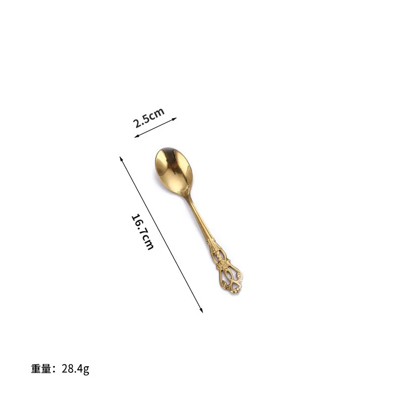 New Embossed Gold Cutlery Stainless Steel Knife Fork Dessert Spoon Wedding Silverware Flatware Set