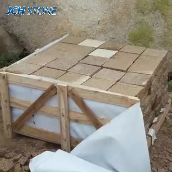 G682 yellow rust granite cubes cobblestone paving stone