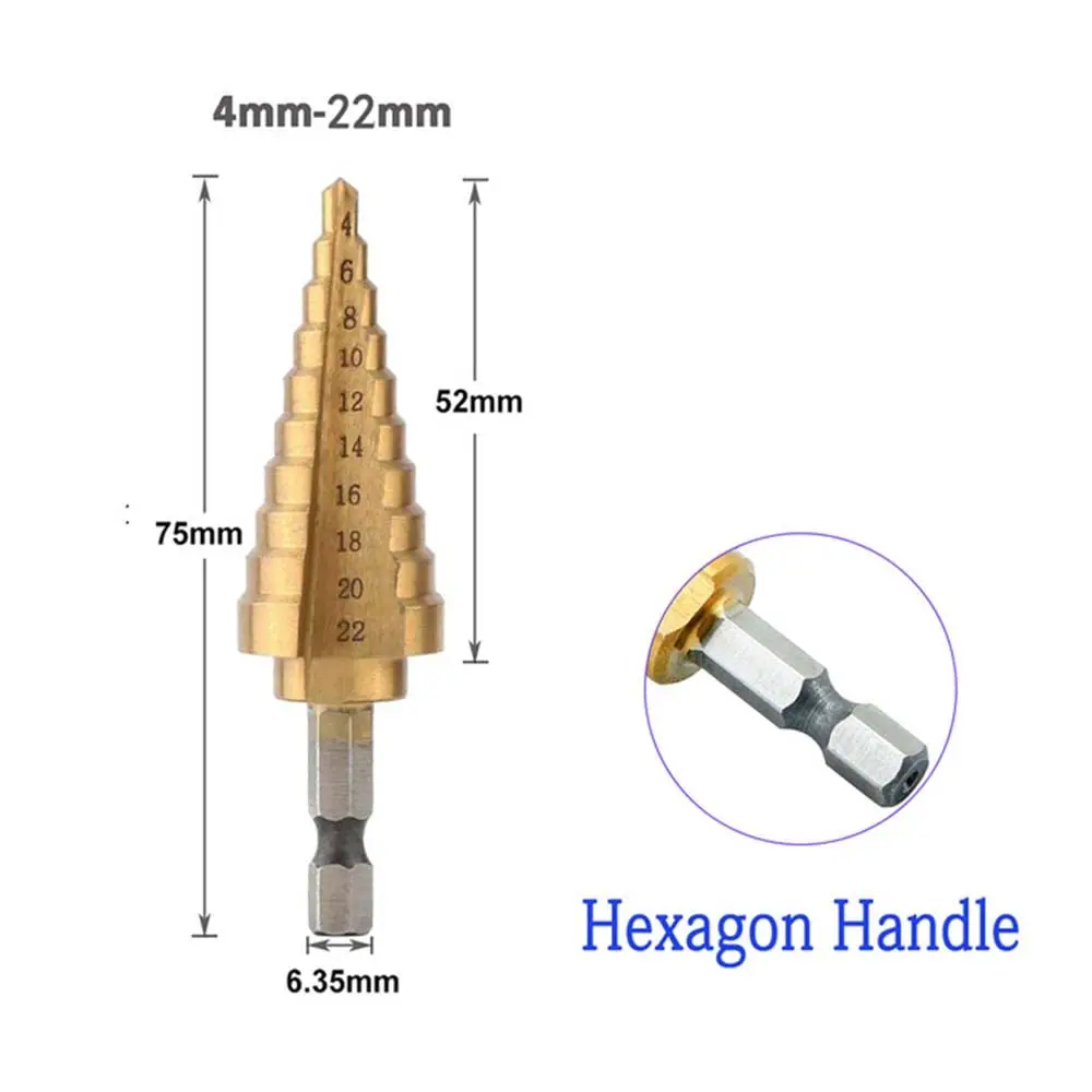 Tin-coated drill hss step drill bit step hole saw for steel 4-20 core drill bit