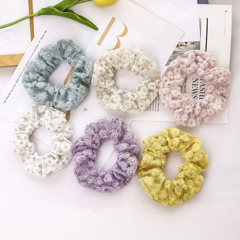 PT165A High Quality Jacquard Floral Elastic Headband Round Ponytail Round Fashion Hair Accessories Scrunchies