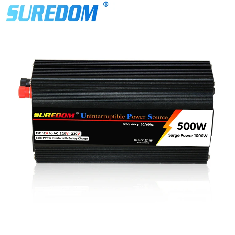 SUREDOM Factory DC To AC 24v UPS Inverter 500w 700w 1050w 1500VA AVR Sine Wave AC Power Inverter with Charger
