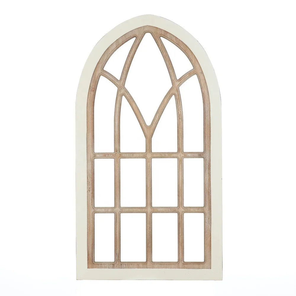 Farmhouse Home White Wooden Wall Window Arch Rustic Large Home Cathedral Arch Wall Decor