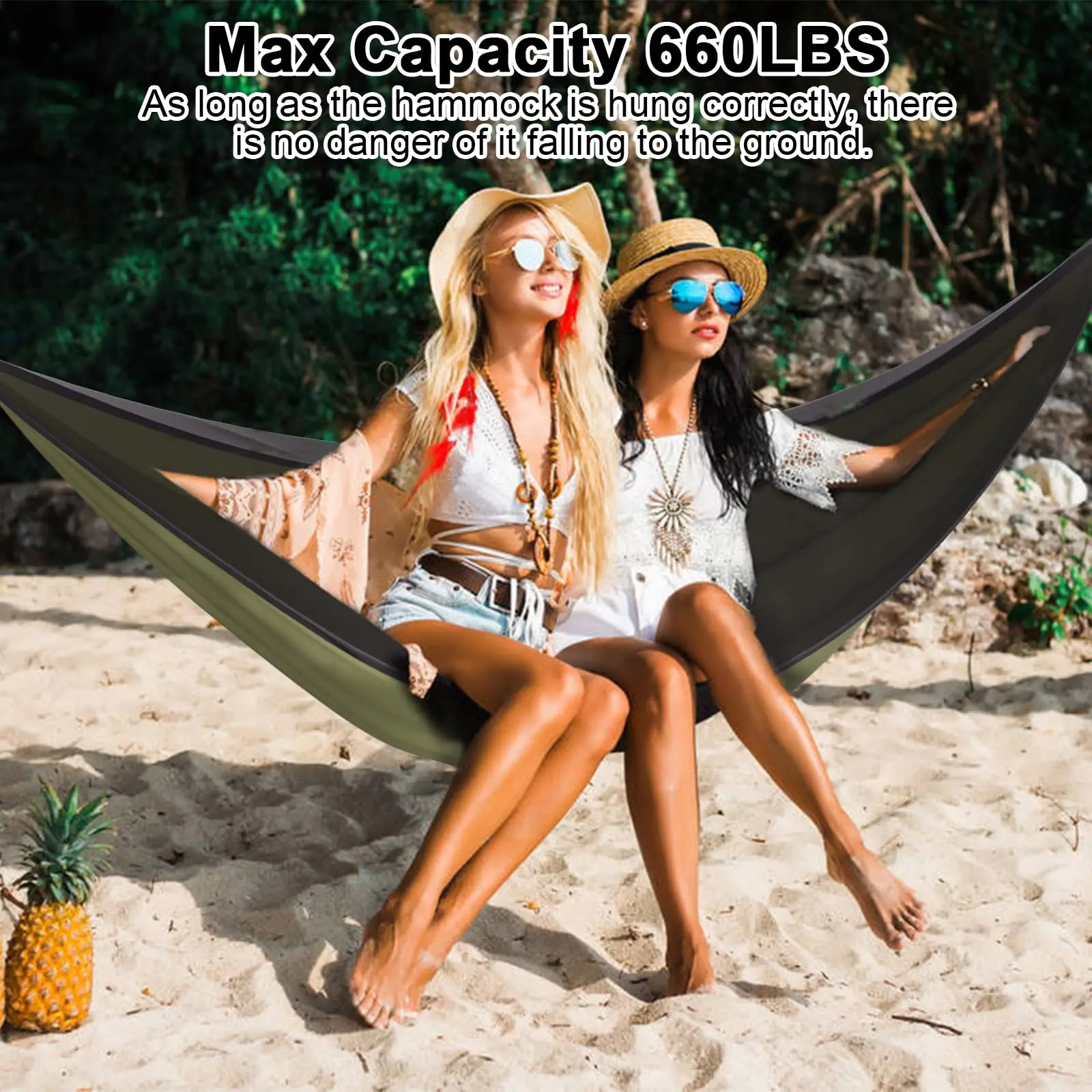 Outdoor Hammock with Mosquito Net 600 lb Load Capacity Breathable Ultralight Parachute Nylon Camping Travel Hammock