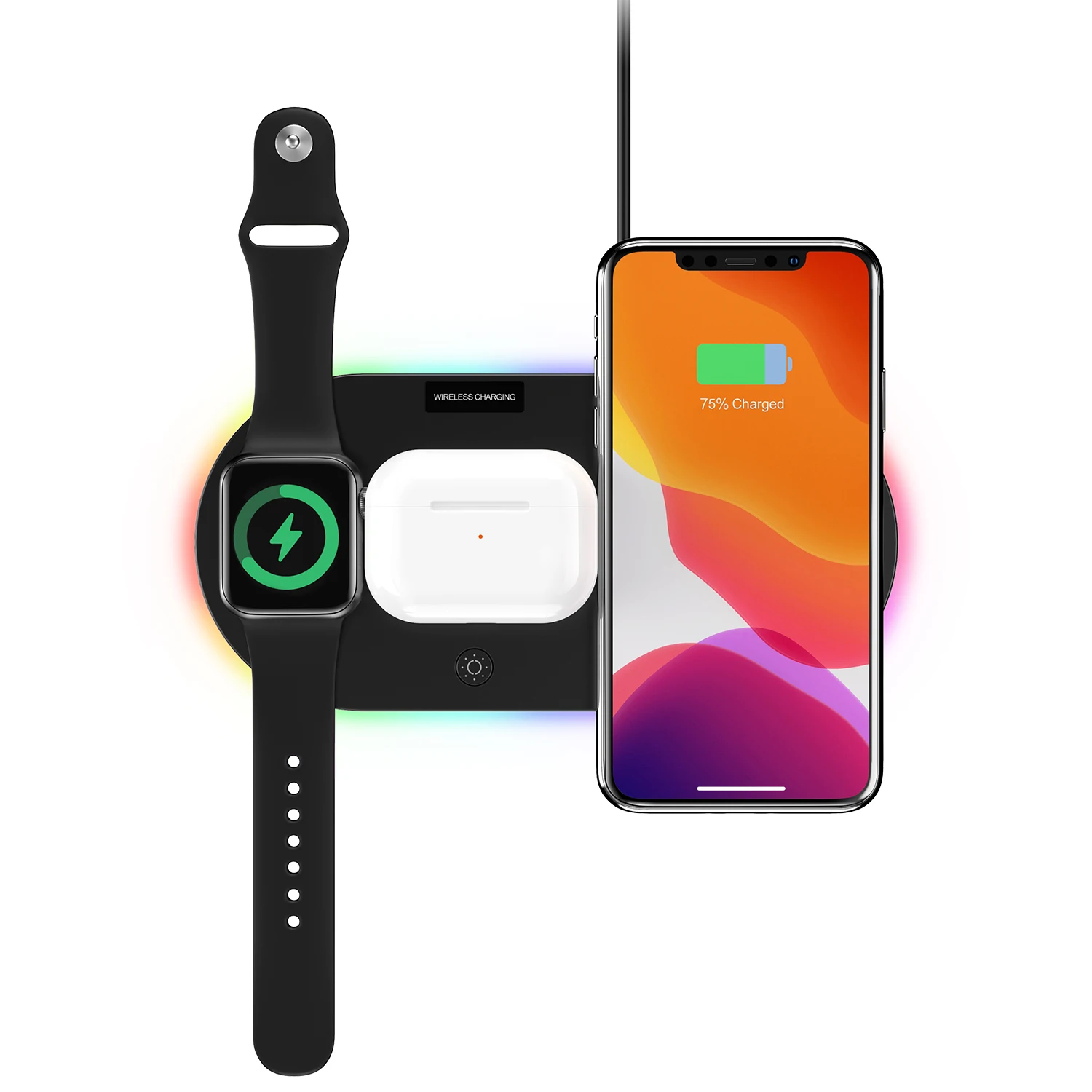 Qi зарядное устройство аксессуары быстрая зарядка Беспроводная зарядка pad 3 в 1 15 Вт для iphone 12 13 apple iwatch airpods