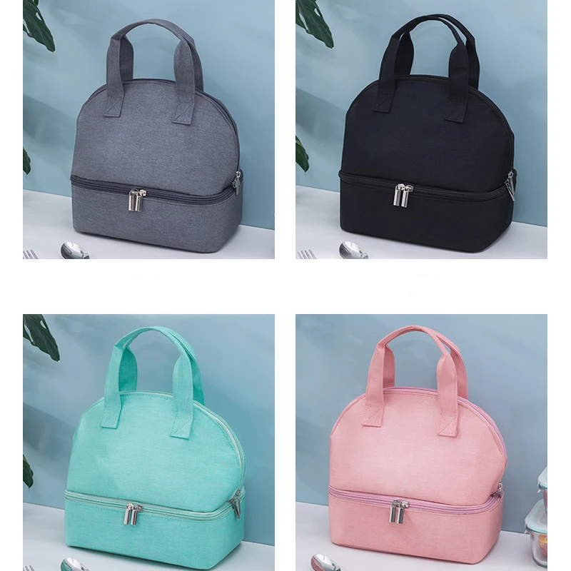 Promotional  multi-color oxford fabric Aluminium Foil InsulatedTote Lunch Bag Thermal Food Cooler Bags