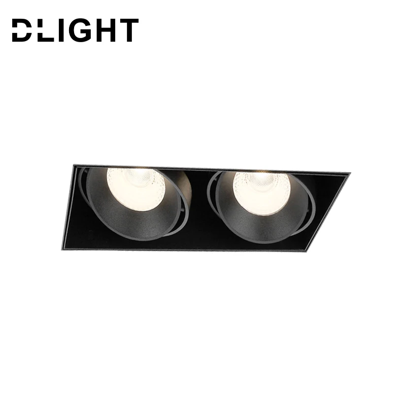 hot sell 2 head square trimless die casting aluminum recessed grille cob led downlight for 20W and 30W dimmable