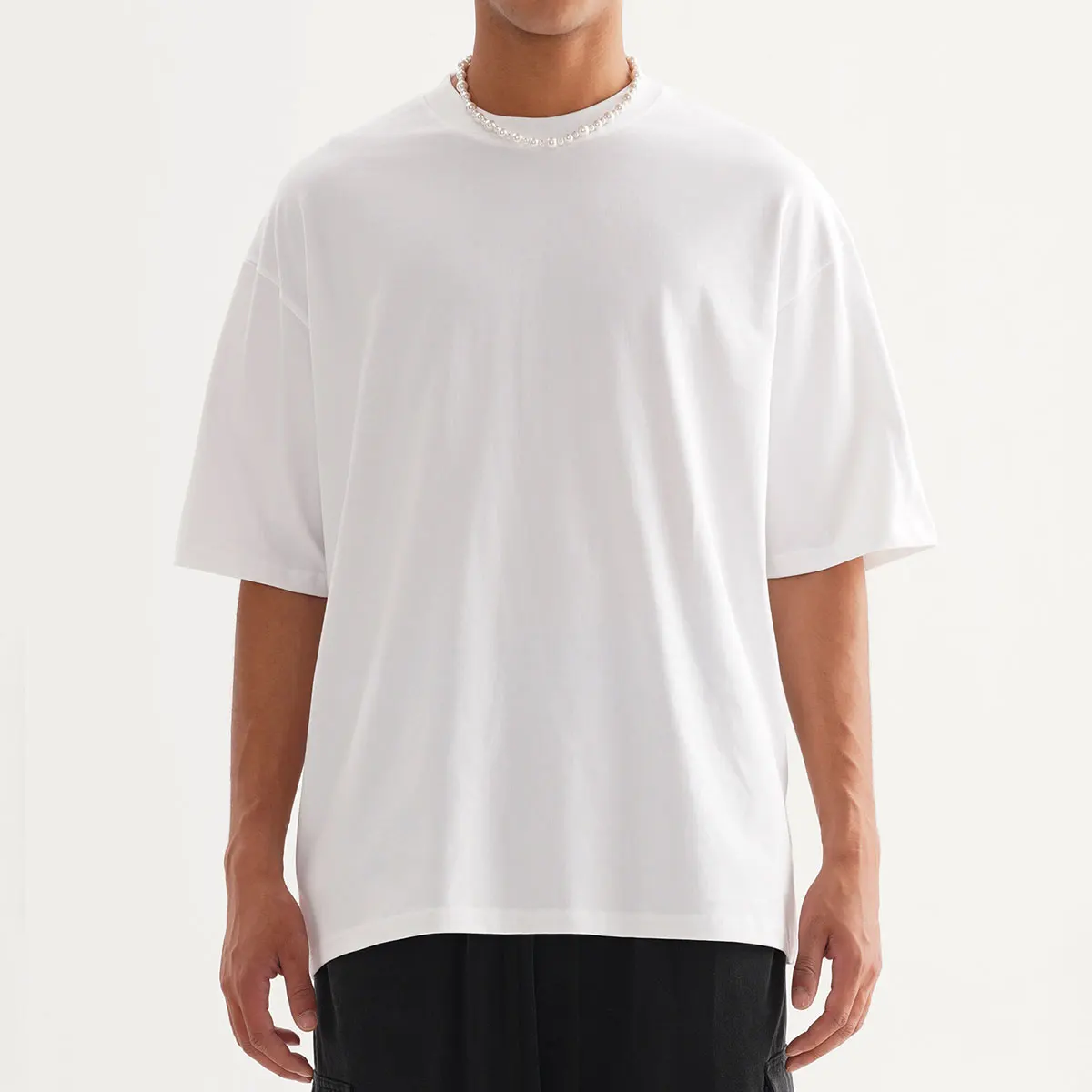 Высококачественные однотонные футболки с открытыми плечами, 100% хлопчатобумажная Простая мужская футболка на заказ, 300 gsm