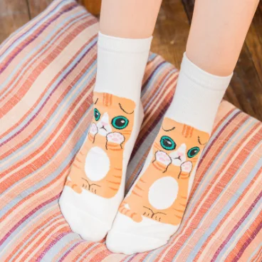 Japanese Korean trend animal cat women girls teen tube cotton cute socks