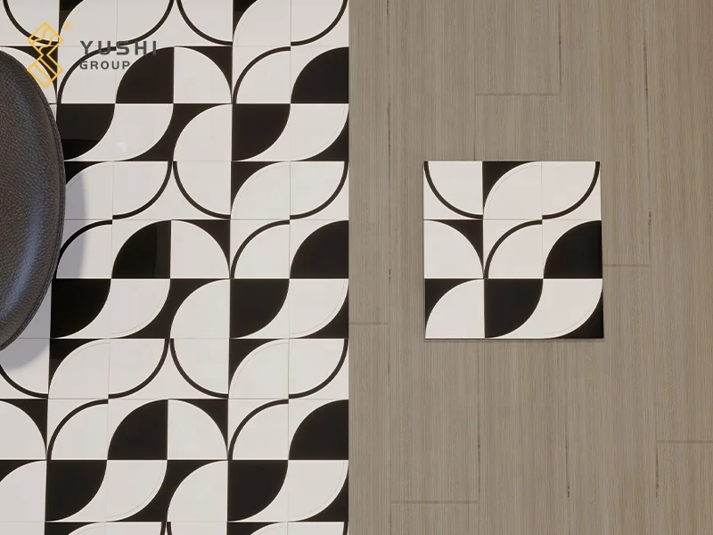 Yushi Group Mosaic high quality Marble Sichuan White+Black mosaic for kitchen backsplash hotel and flooring tile