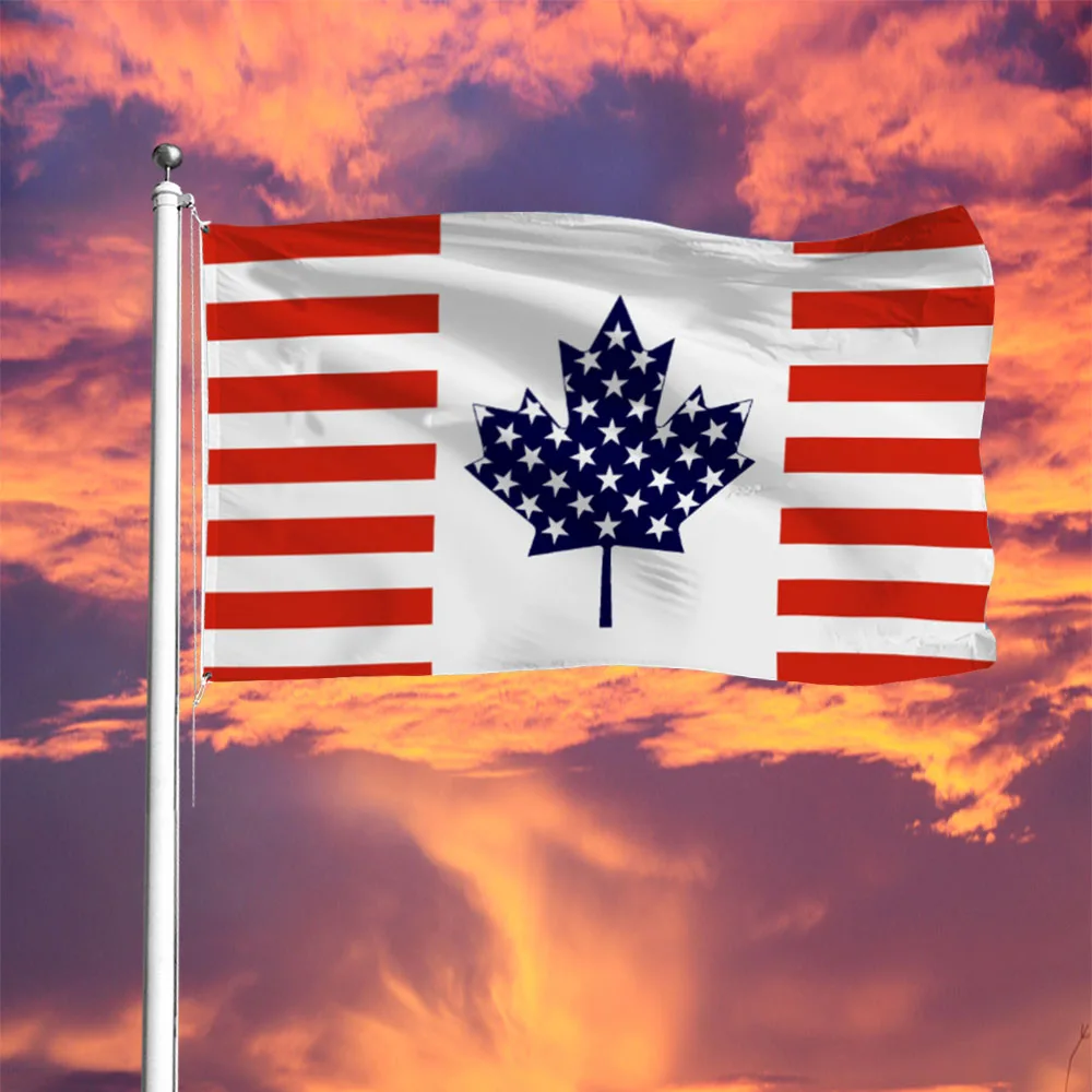 
High quality Durable polyester double side print USA CANADA Maple flags 