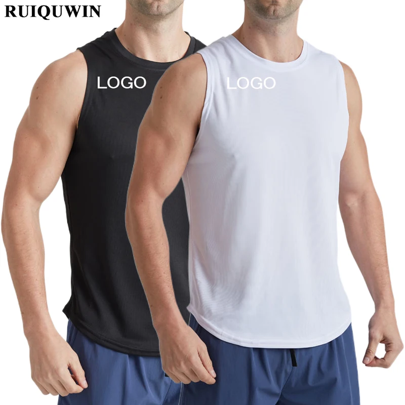 Новинка оптовая продажа мужская майка для фитнеса RUIQUWIN бодибилдинга без рукавов с логотипом занятий спортом топы