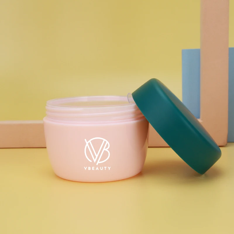 Recycled Plastic Cosmetic Jars Round Shape Cream Jar Customized Color Plastic Round Jars