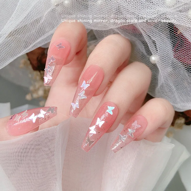 Nail art decoration Thin glitter mirror shining silver pentagram love reflective nail glitter