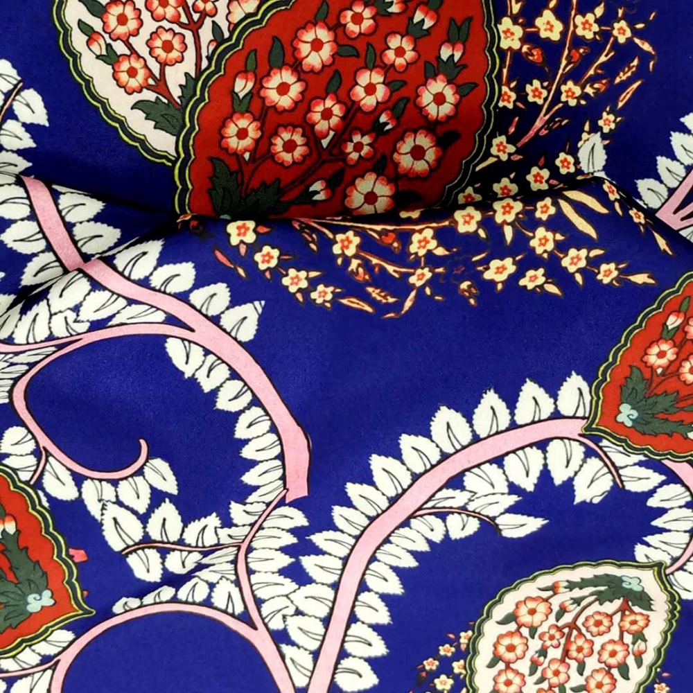 new style satin fabric with 100%polyester dark flowers foreign trade pattern for garment