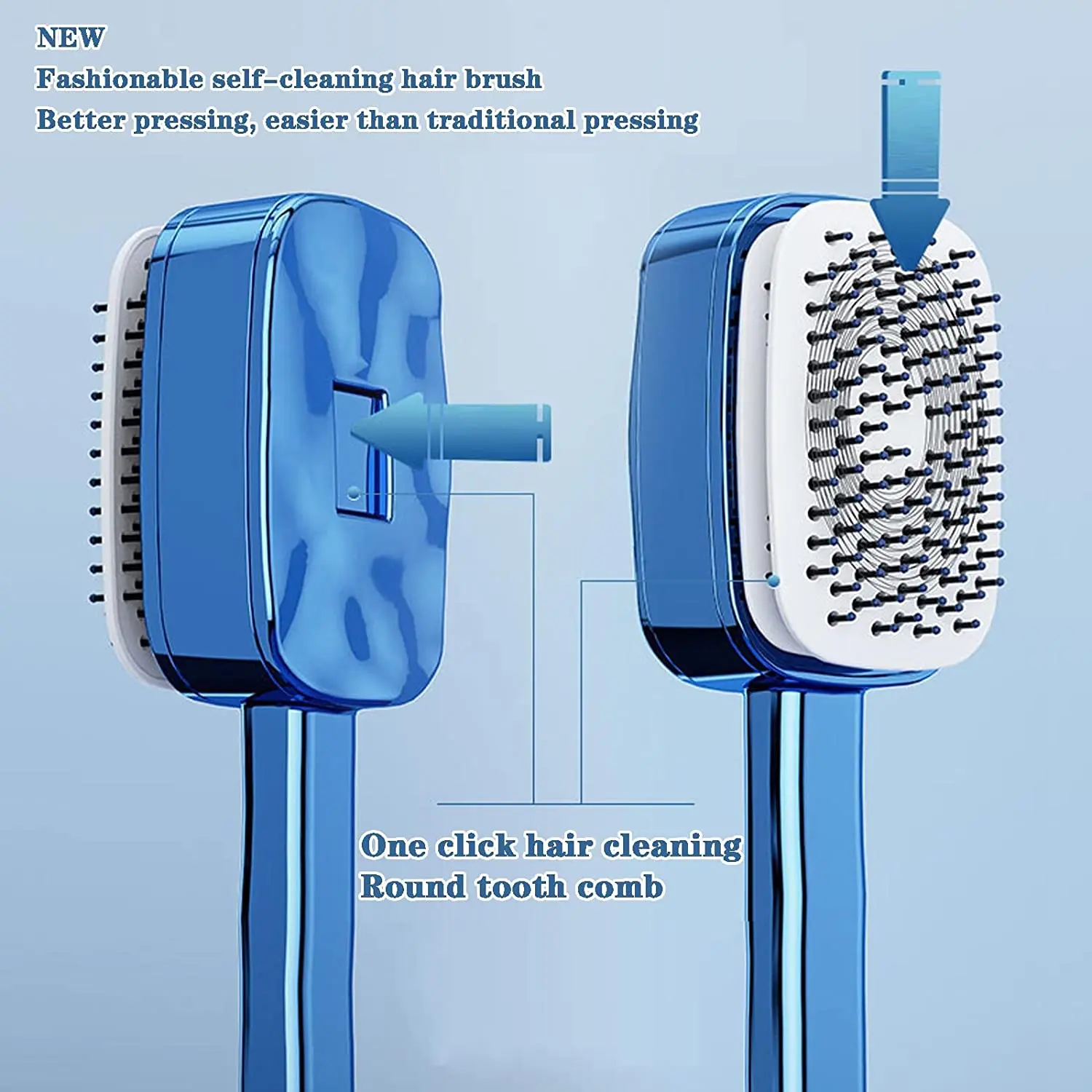 Hot Selling Appearance of Electroplated Self Cleaning Hair Brush Easy Cleaning Hairdressing Hairbrush for Women