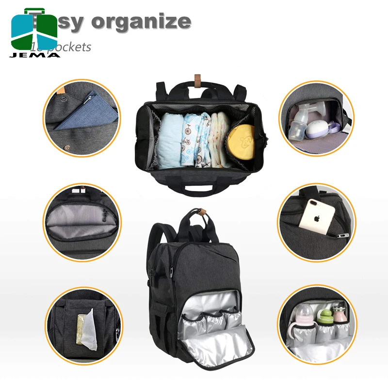 Waterproof Large Diaper Bag Backpack With Stroller Straps for Mummy