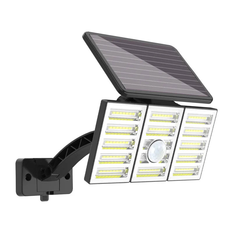 New Style Outdoor Solar Collapsible 3 Leaf Wall Lamp with motion sensor IP65 waterproof outdoor solar safety lamp